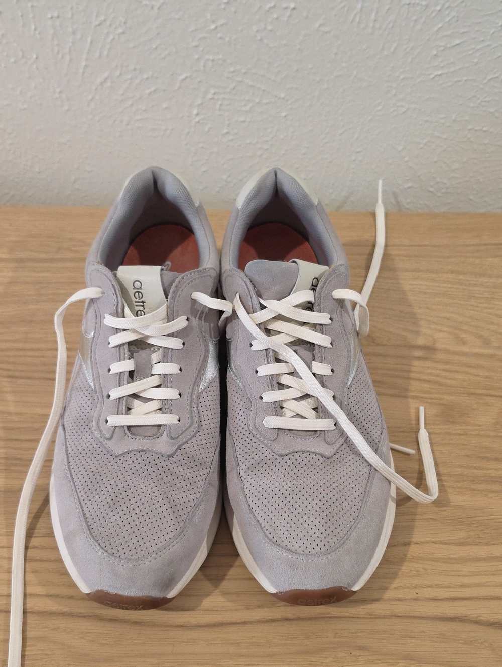 Men's Gray Suede Perforated Lace-Up Sneakers